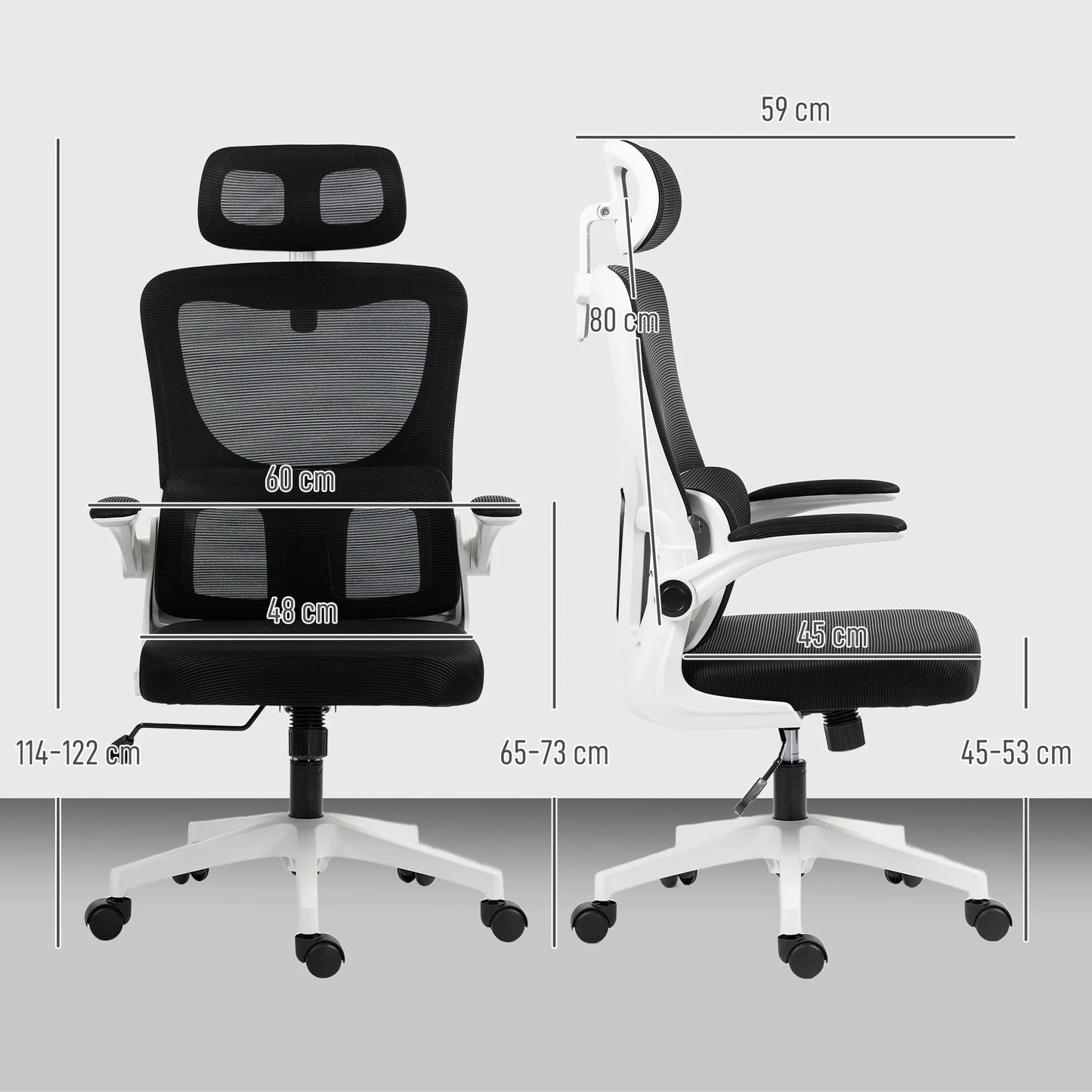 360° swivel desk chair with adjustable headrest and lumbar support – black, seat height adjustable