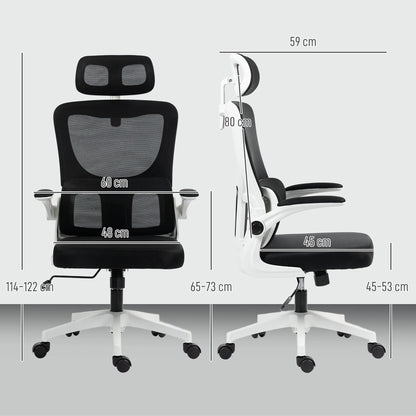 360° swivel desk chair with adjustable headrest and lumbar support – black, seat height adjustable
