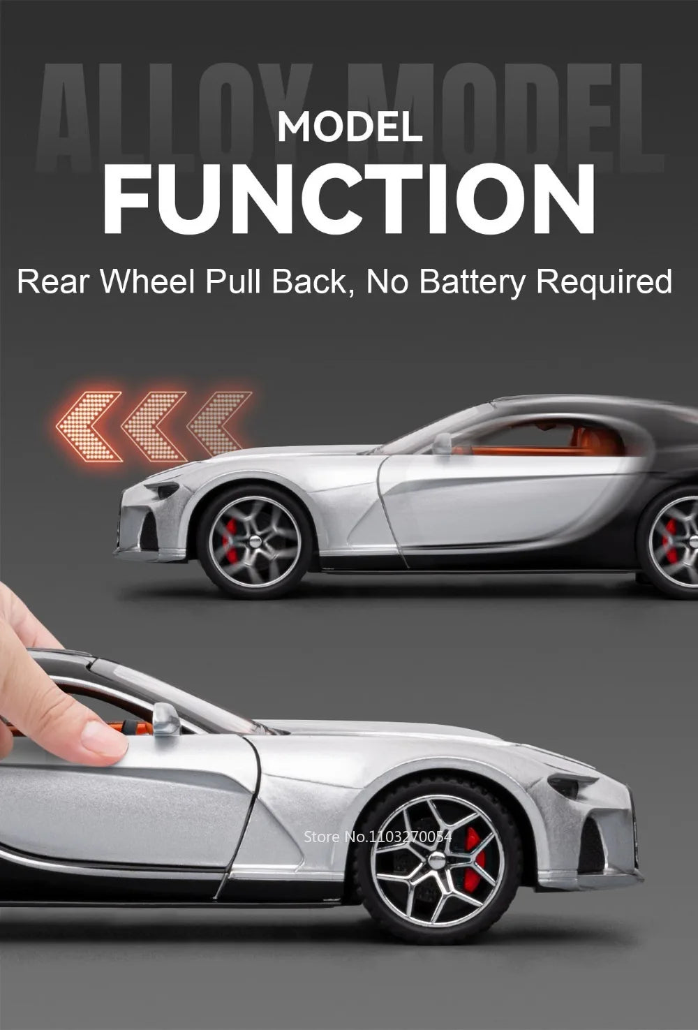 1:32 Atlantic Tourbillon Car Model Alloy Diecast Toys Doors Opened Sound Light Pull Back Miniature Models Office Table Ornaments