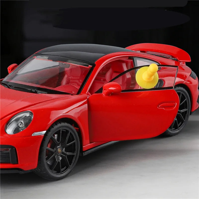 1:24 Porsche 911 992 Turbo S Alloy Sports Car Model Diecast Metal Racing Vehicles Car Model Simulation Sound Light Kids Toy Gift