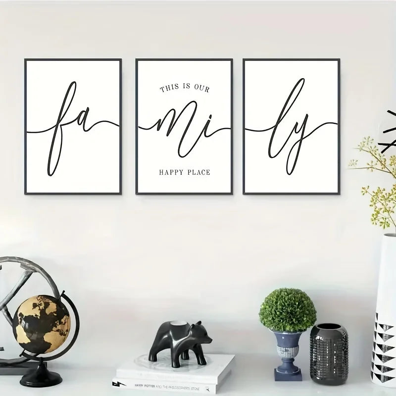 3 Pieces Modern Abstract Lion Family Inspirational Quotes Wall Art Canvas Prints for Living Room Cuadros Decor Unframed