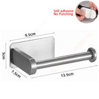 Adhesive Toilet Roll Paper Holder Organizer Wall Mount Storage Stand Kitchen Bathroom No Drill Tissue Towel Dispenser Stainless