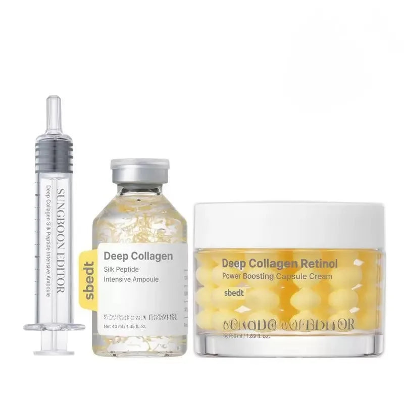 Korean Silk Collagen Peptide Ampoule Serum and Retinol Capsule Cream Set