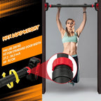 Adjustable Doorway Pull Up Bar with Level Meter – No-Screw Home Gym Chin Up Bar, 440 lbs Max Load, Anti-Slip Grip – Standard Fit