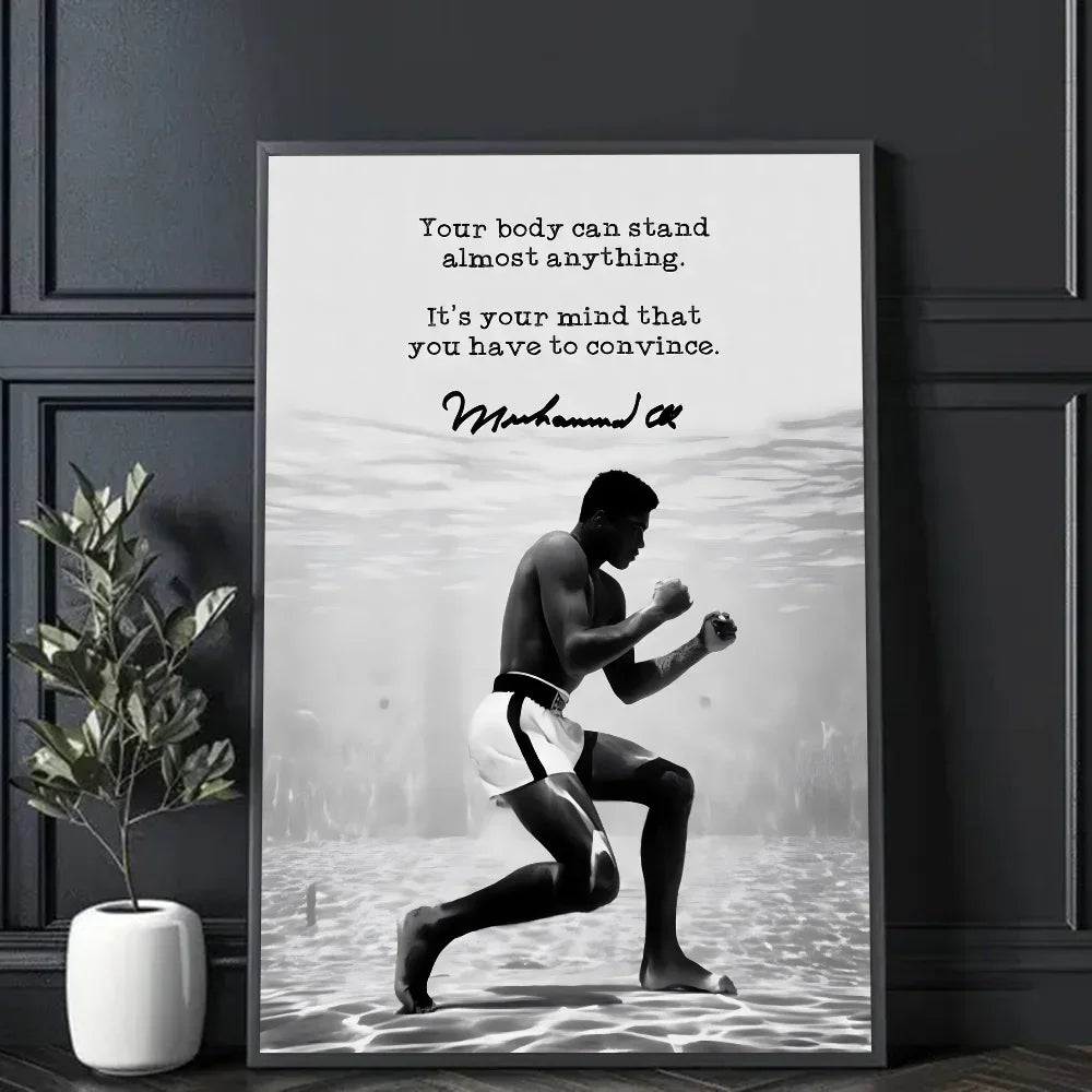 Mike Tyson Muhammad Ali Motivational Quote Poster Sticky Wall Art Printing Waterproof Home Living Bed Room Bar Aesthetic Decor