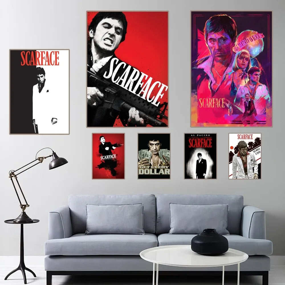 America Film Scarface Thriller Poster Home Room Decor Livingroom Bedroom Aesthetic Art Wall Painting Stickers