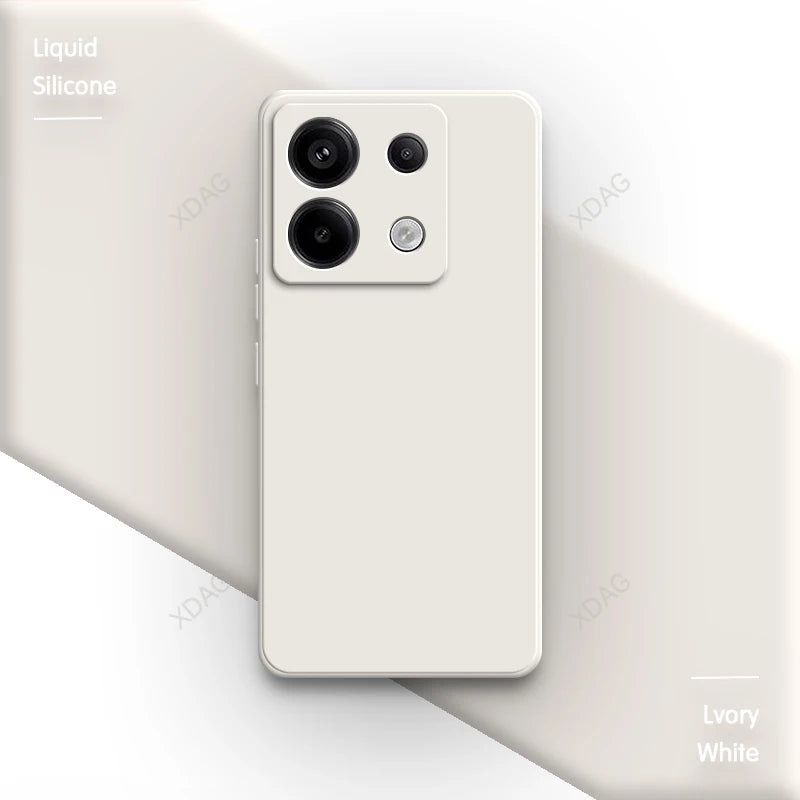 Original Square Liquid Silicone Phone Case for Xiaomi Poco X6 PocoX6 Pro 5G Lens Protection Soft Couples Cover Thin Fundas Coque
