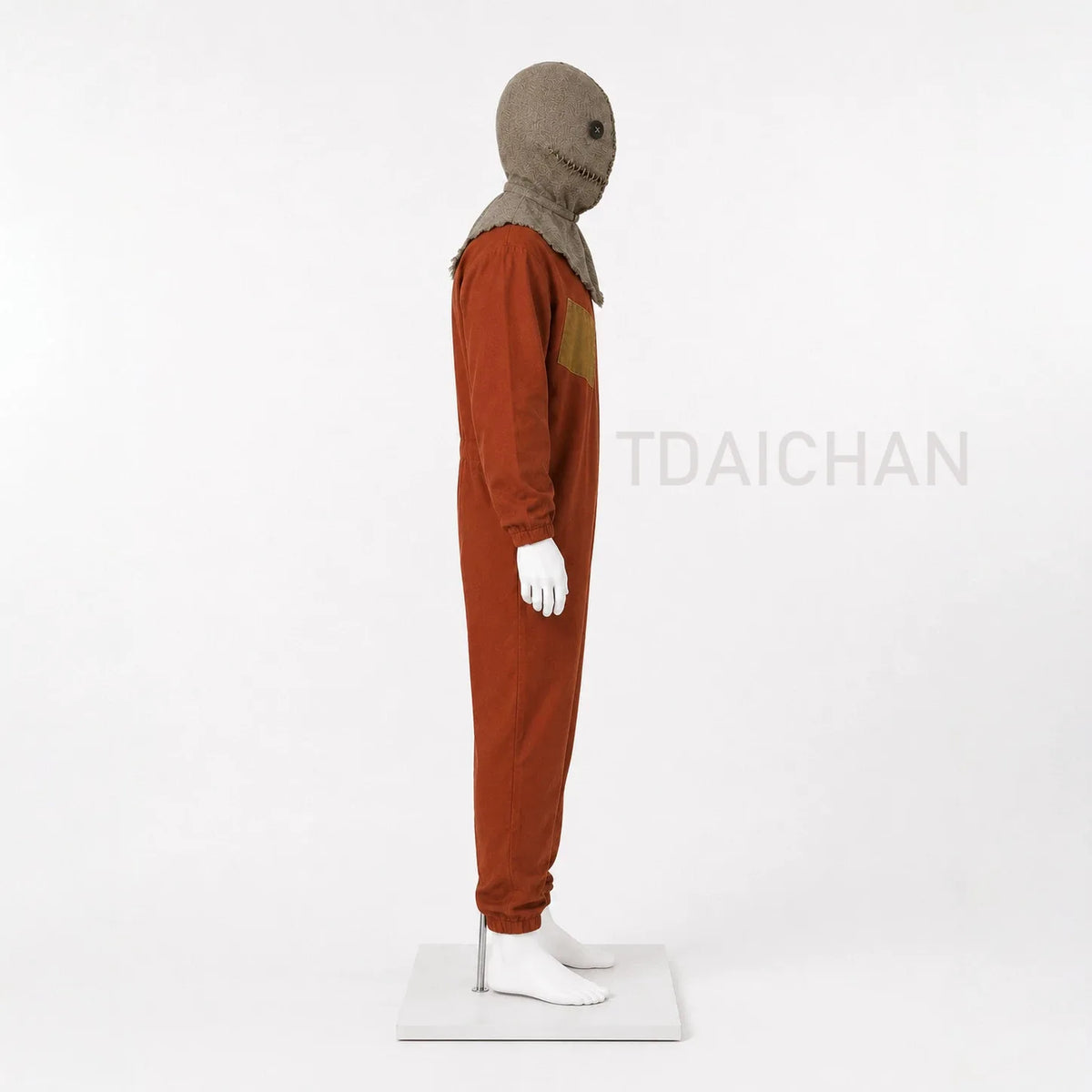 Halloween Scarecrow Sam Cosplay Costume 3‑Pcs Jumpsuit Mask Sack Trick or Treat Horror Role‑Play Outfit for Party Sam in Stock