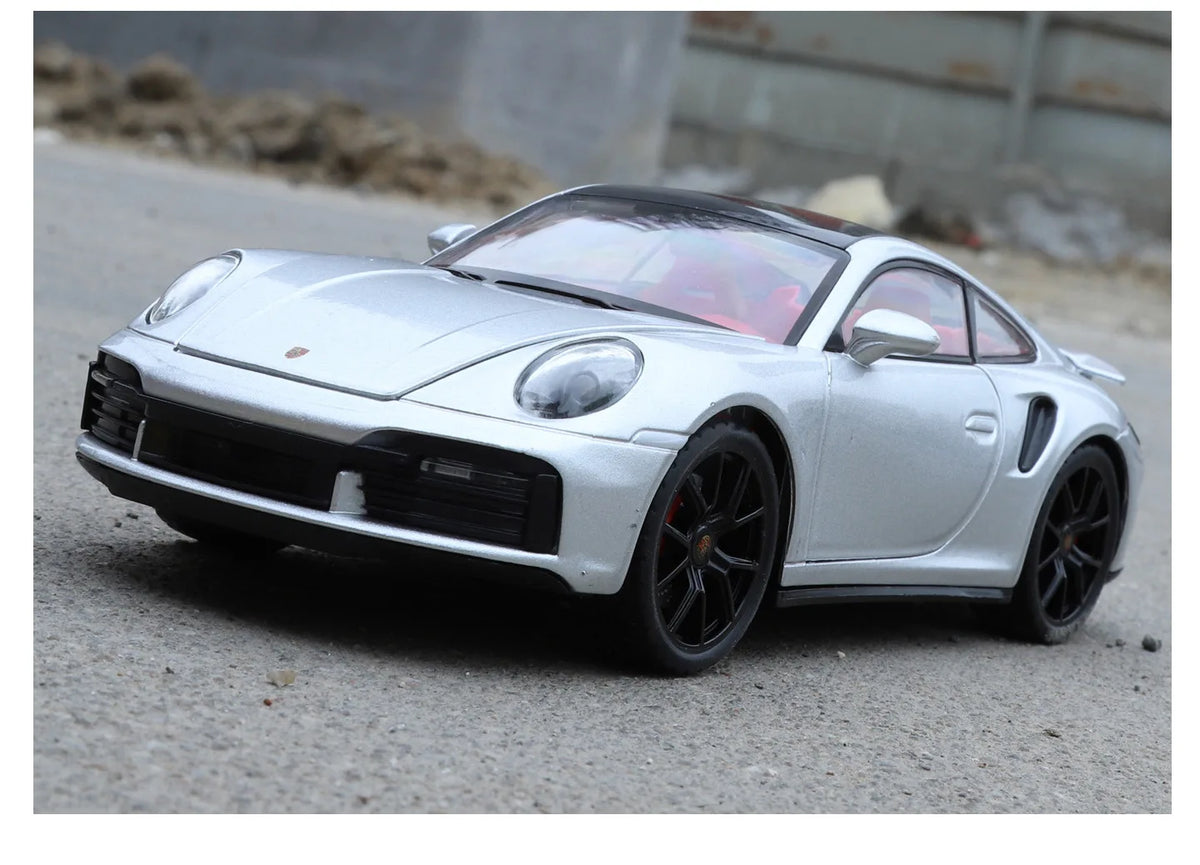 1:24 Porsche 911 992 Turbo S Alloy Sports Car Model Diecast Metal Racing Vehicles Car Model Simulation Sound Light Kids Toy Gift