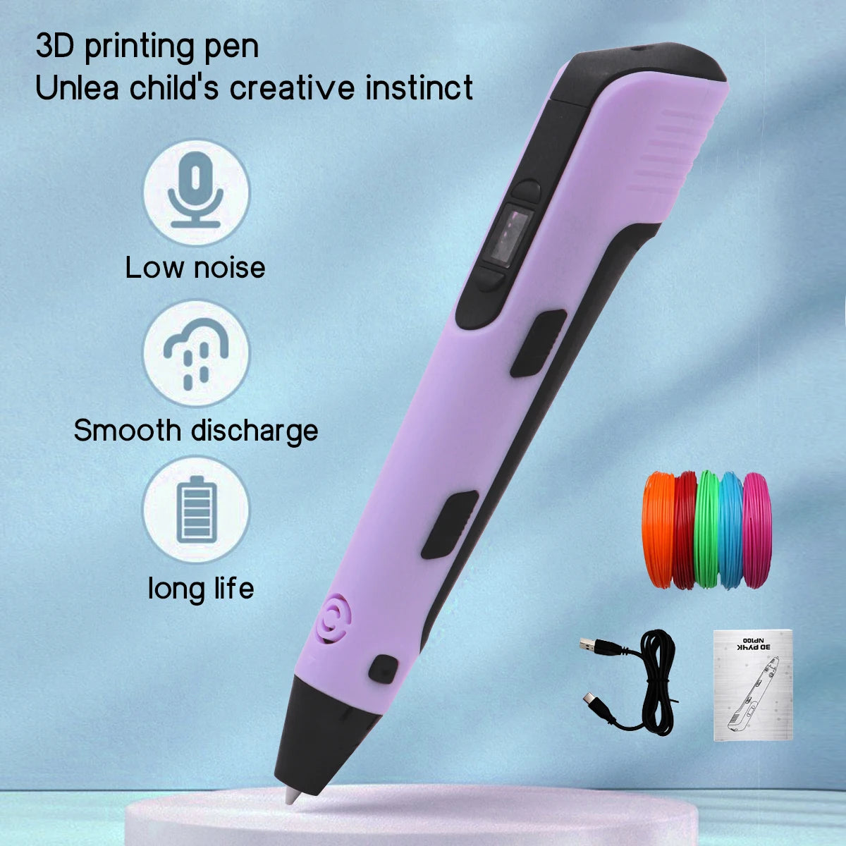Upgraded 3D Printing Pen 9 Meter Pla Filaments Children S Birthday Christmas and New Year Gifts Three Dimensional Painting Tools