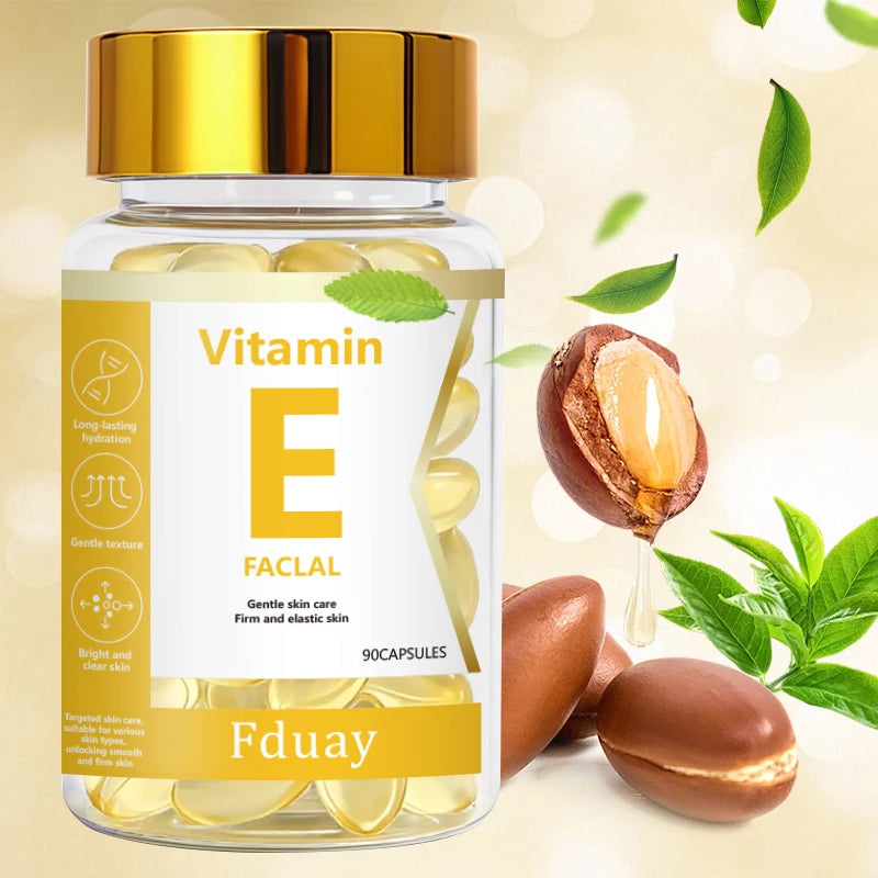 Vitamin E Facial Essence Capsule with Retinol Jojoba Seed Oil & Collagen for Brighter Skin Moisturizing & Smoothing 0.5ml X 90 C