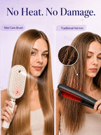Electric Hair Straightener Brush No Heat with Fine Mist Spray Red Light Therapy Straightening Scalp Massage Cordless Fast Charge
