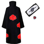 Bilibili Anime Akatsuki Deidara Cosplay Ninja Costume Uchiha Itachi Red Cloud Cloak Robe Cloak Headband Props Halloween Clothes