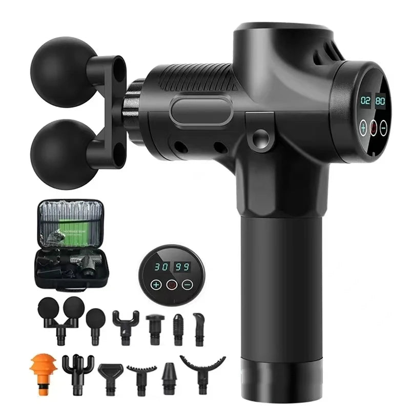 Fascial Massage Gun Electric Percussion Pistol Massager Body Neck Back Deep Tissue Muscle Relaxation Massage Gun Fitness