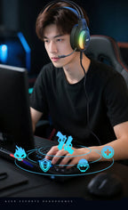 RGB Cool Lighting Wired Earphones Low Latency Headphones with Mic Breathable Comfortable Earbuds Surround Sound Effects for Game