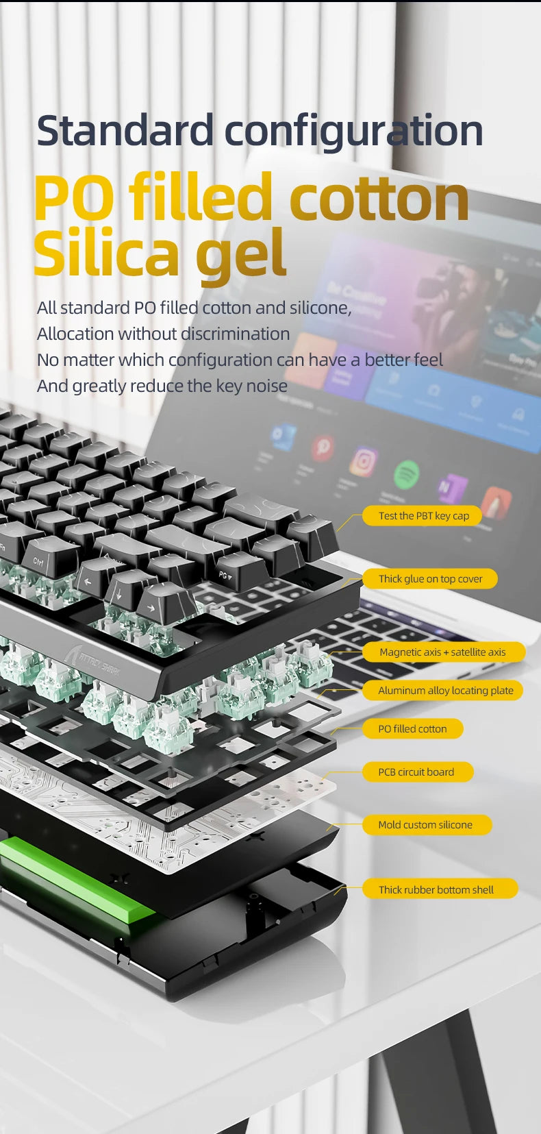ATTACK SHARK X68HE X68PRO HE Magnetic Axis Gaming Keyboard Wired 8K Return Rate 5000mAh Battery Web Driver PBT Keycaps Esports