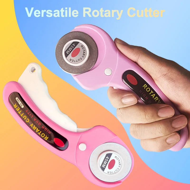 45mm Pink Patchwork Rotary Cutter - Color Sewing Clip - Color Sewing Pen, suitable for DIY crafts, fabrics, leather and quilting