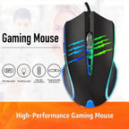 Wired Gaming Mouse RGB Breathing Light 3 Level Adjustable DPI Ergonomic Symmetric Design Skin Friendly Surface Computer Mice