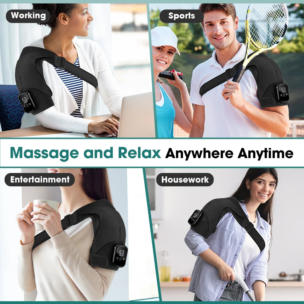 Enlarge Electric Heating Shoulder and Knee Massager 3 Levels Electric Vibration Muscle Relax Belt For Arm Muscle