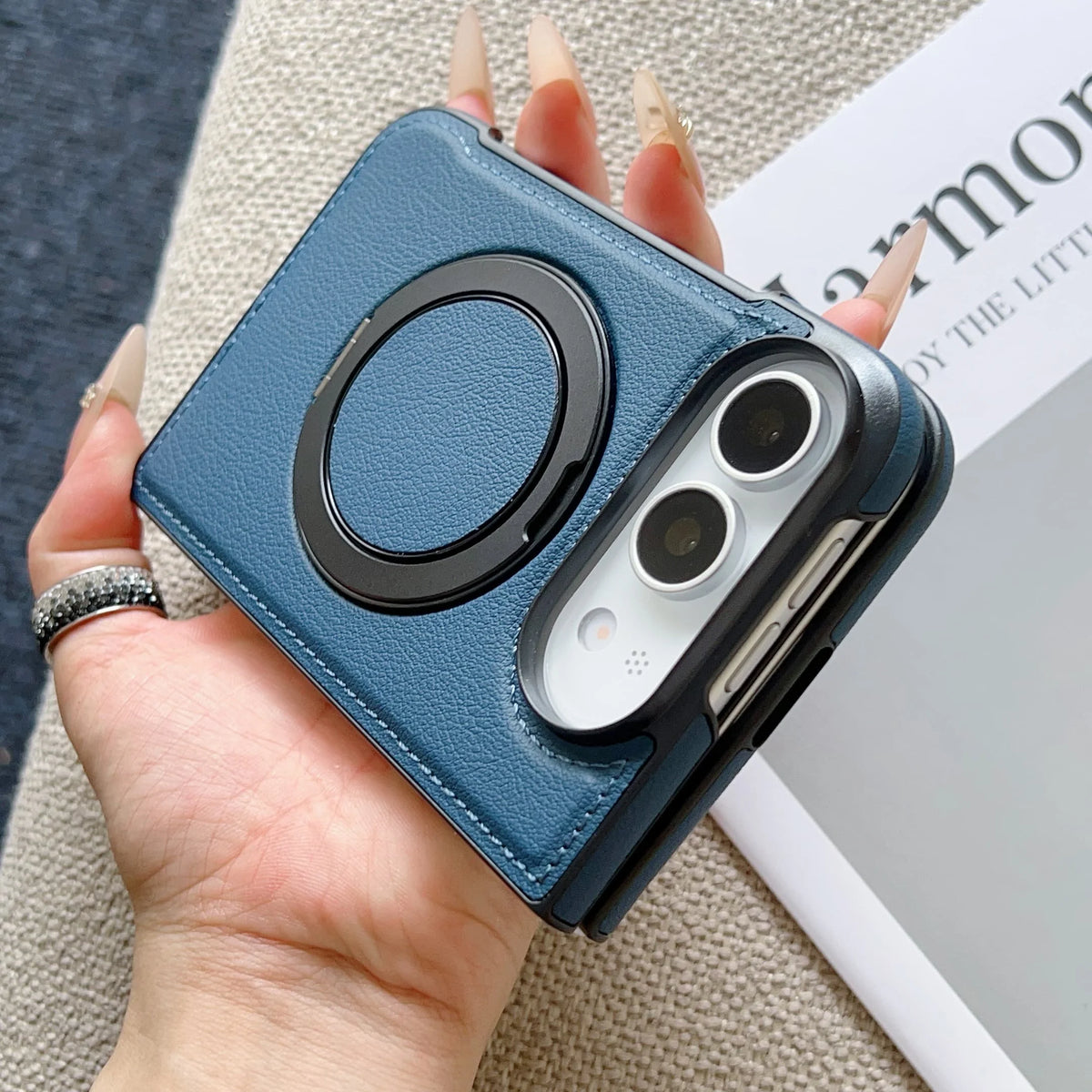 360° Rotating Bracket Magnetic Case For iPhone Duo For Magsafe PU Leather Shockproof Cover Funda