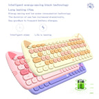 GEEZER Wireless Silent Keyboard Mouse Combo, Pink-Black Cat Ear Retro Round Keycaps US QWERTY Layout