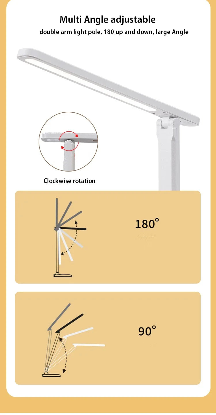 Table Lamp Eyes Protection Touch Dimmable LED Light Student Dormitory Bedroom Reading USB Rechargable Desk Lamp Special Gift
