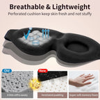 Sleep Mask for Back and Side Sleeper, Block Out Light, Zero Pressure Breathable Travel Eye Cover Black With Sleep Ear Plug