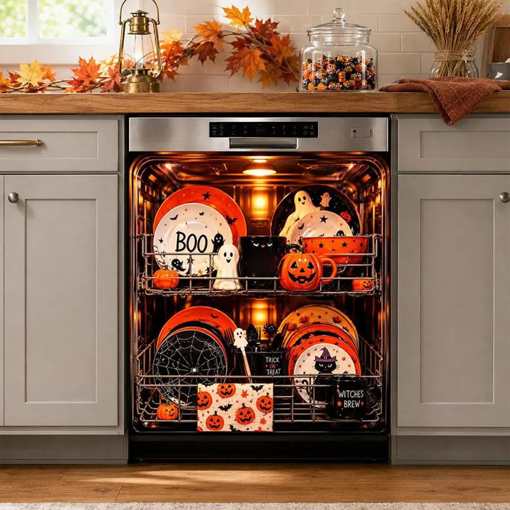 Halloween Dishwasher Magnet Cover Waterproof Appliance Magnetic Panel Reusable Kitchen Decor for Fridge Washer Door