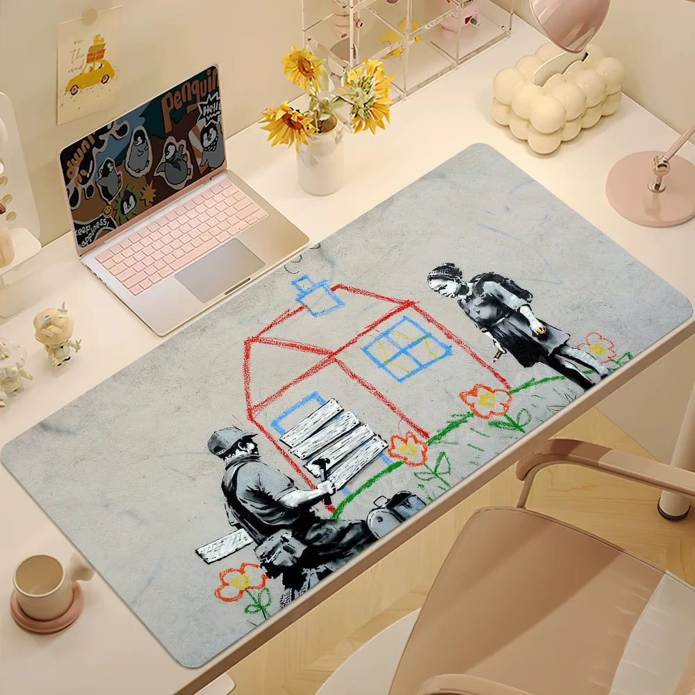 Graffiti Art Banksy S Mouse Pad Large Desk Mat Keyboard Ergonomic Office Rubber Game PC Non-slip Anti-fray Home Custom Best Pric