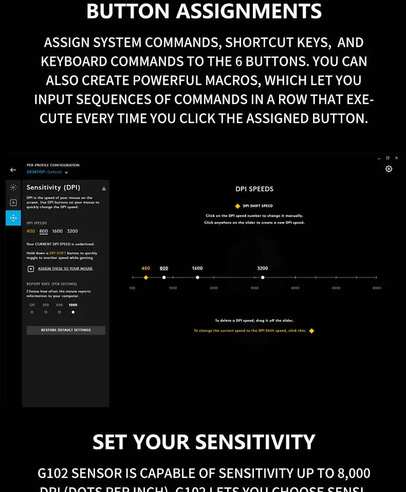 g102 Logitech G102/g203/g402 Logitech G102 Wired Gaming Mouse, Adjustable 200-8000 DPI, Comfort Grip, RGB Backlit for PC Laptops