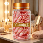80 Capsules of Vitamin E Facial Essence, Day and Night Moisturizing, Deeply Hydrating, Leaving Skin Soft and Supple, Pink Capsule Packaging, Safe and Hygienic, Easy to Carry