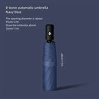 8-Rib Automatic High Quality Umbrella - One-Touch Open/Close, Compact Foldable Design for Men & Women, Navy & Black, Business &