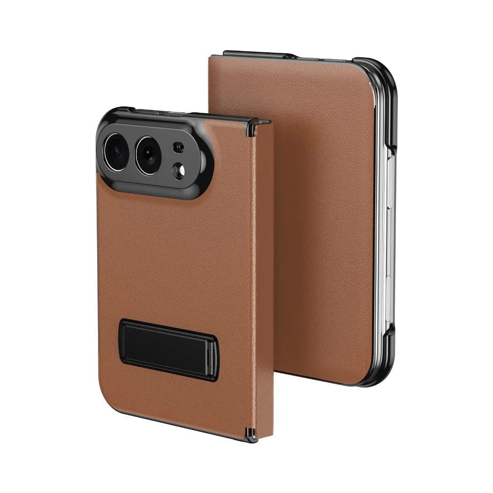 Luxury Leather Magnetic Alloy Bracket Phone Case For iPhone Duo 18 Fold Anti-Drop Shockproof Protective Cover 2 sold byBaiYiS Di