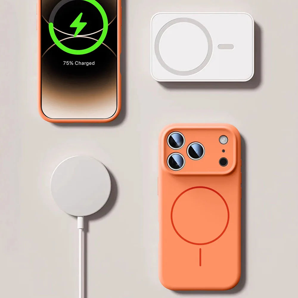 For Magsafe Liquid Silicone Phone Cases For iPhone 18 17 16 15 14 13 12 Pro Max Plus Air Case Magnetic Wireless Charging Cover