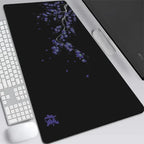 Alfombrilla de ratón XXL japonesa de flor de cerezo, gris, para laptops, escritorio de juego, sakura, anime, alfombra de oficina, gamer, teclados, computadoras y escritorios