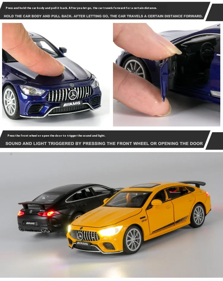 1:32 Mercedes Benz AMG GT63  Sports Car Alloy Diecast Car Model Sound Light Pull Back Toys Ornaments Gift For Children Collect