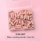 80pcs/box Pink 3.1mm Mini Sanding Bands Kits Nail Drill Bits Mandrel Sets Electric Manicure Accessories Tool Dead Skin Remover