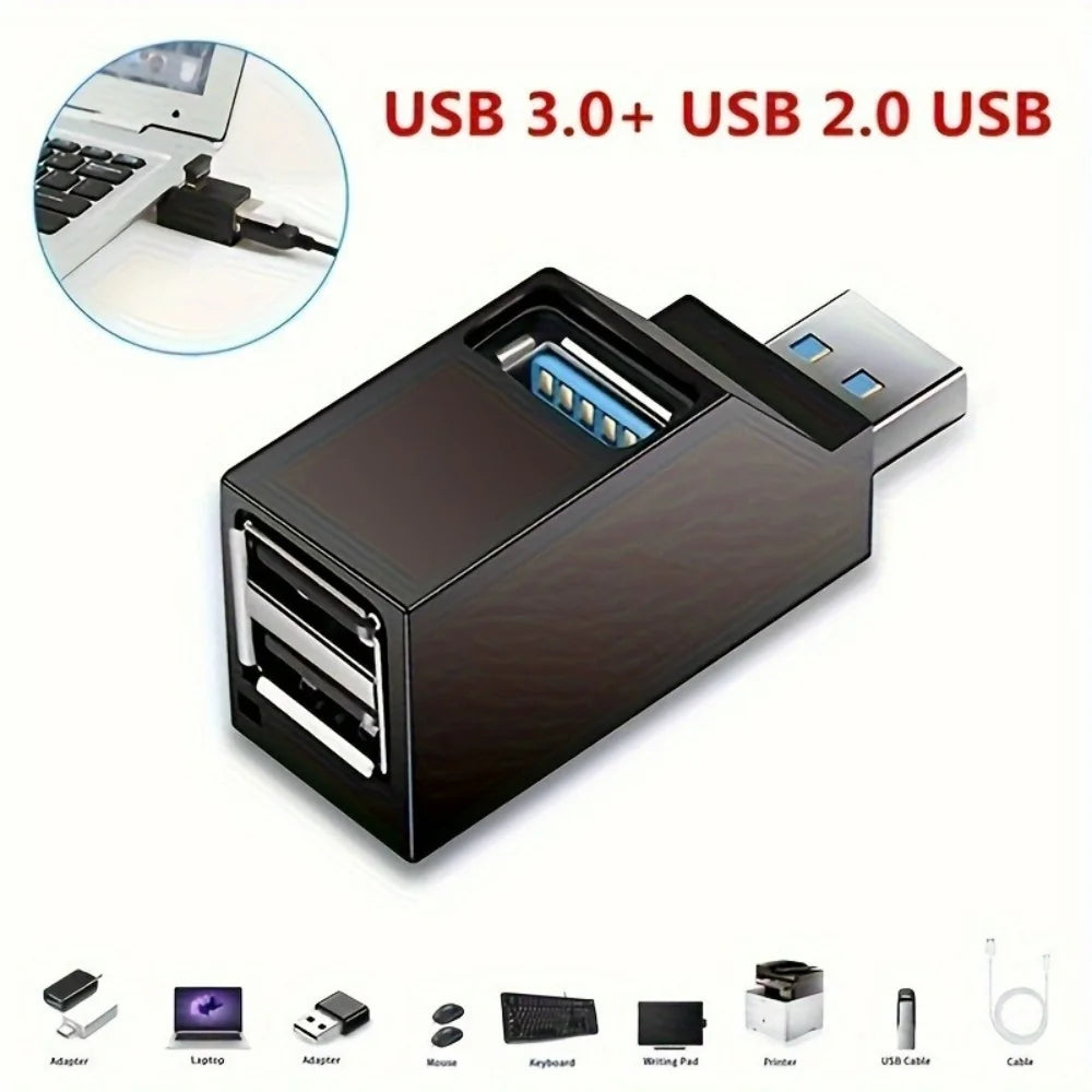 1Pcs USB 3.0 Adapter HUB Mini Splitter Box 1 to 3 Ports High Hi-Speed USB 2.0 Extender  For PC Laptop U Disk Card Reader
