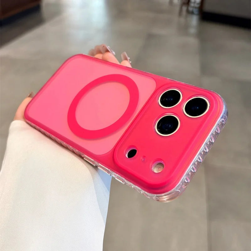 Luxury Laser Aurora Gradient For Magsafe Phone Case For iPhone 18 15 16 17 Pro Max Magnetic Wireless Charging Hard Bumper Cover