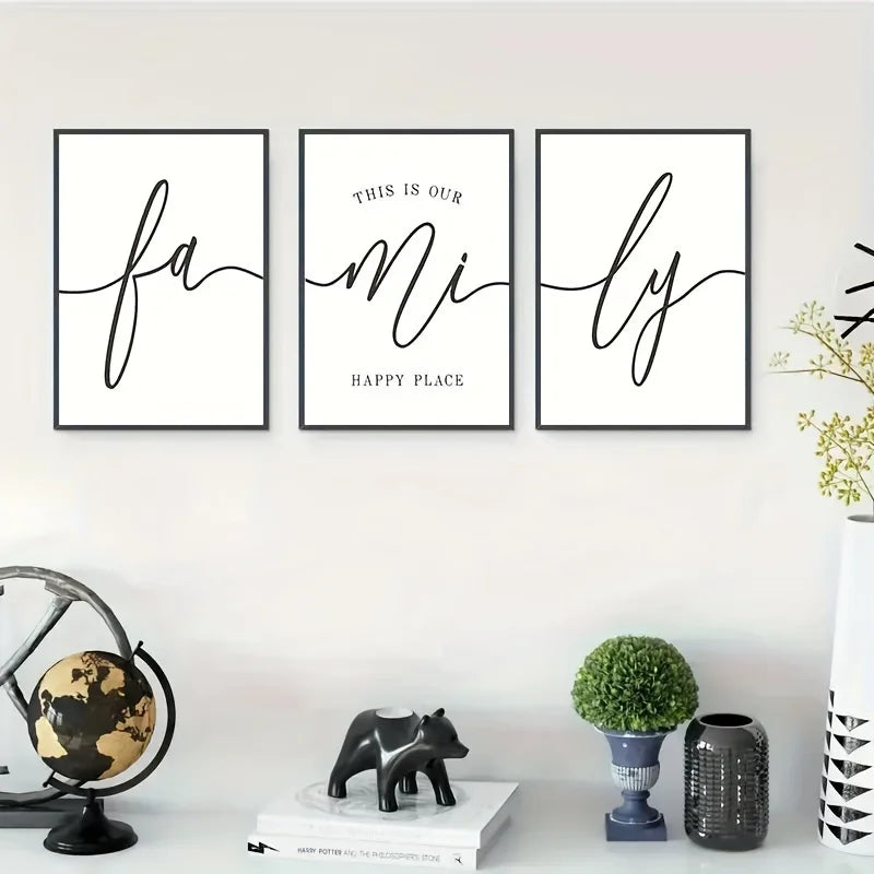 3 Pieces Modern Abstract Lion Family Inspirational Quotes Wall Art Canvas Prints for Living Room Cuadros Decor Unframed