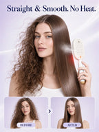 Electric Hair Straightener Brush No Heat with Fine Mist Spray Red Light Therapy Straightening Scalp Massage Cordless Fast Charge