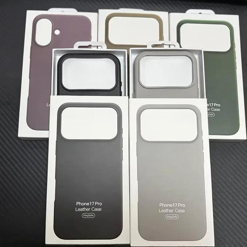 For Apple Magsafe Leather Case for IPhone 17 Pro Max 17 Air Case Wireless Charging Magnetic Cover 16 Pro Max with Box