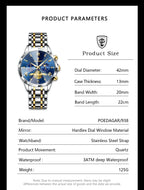 POEDAGAR Luxury Men Watch Top Original Waterproof Luminous Chronograph Man Wristwatch Stainless Steel Quartz Men's Watches Reloj