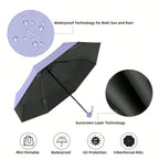 1pc Anti-Uv Mini Umbrella For Sunny And Rainy Days, Portable With Uv Coating And 6 Reinforced Ribs