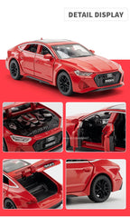 1:32 RS7 Sportback Miniature Model Toy Cars Alloy Diecast 6 Doors Opened with Pull Back Rubber Tires Ornament Vehicle Toys Gifts