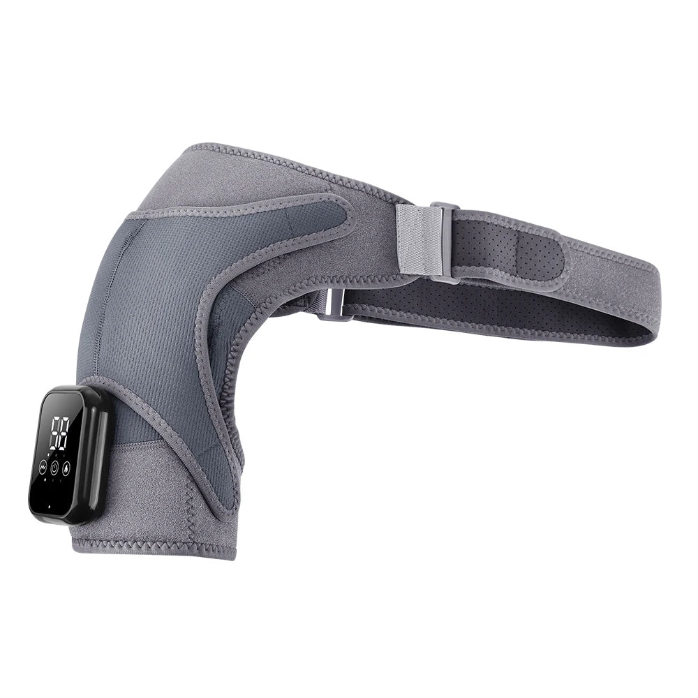 Electric Heating Shoulder Vibration Massager Heated Back Shoulder Brace LED Display Massage Support Belt Strap Arm Muscle Relaxation