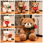 Lovely 16/25CM Bear Plush Toy Romantic Red Heart Rose Bear Doll Cute Soft Holding Flowers Bear Doll Home Decoration