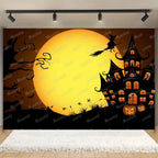 Horror Halloween Photography Background Moon Night Castle Forest Pumpkin Lantern Skeleton Family Party Photo Backdrop Decoration