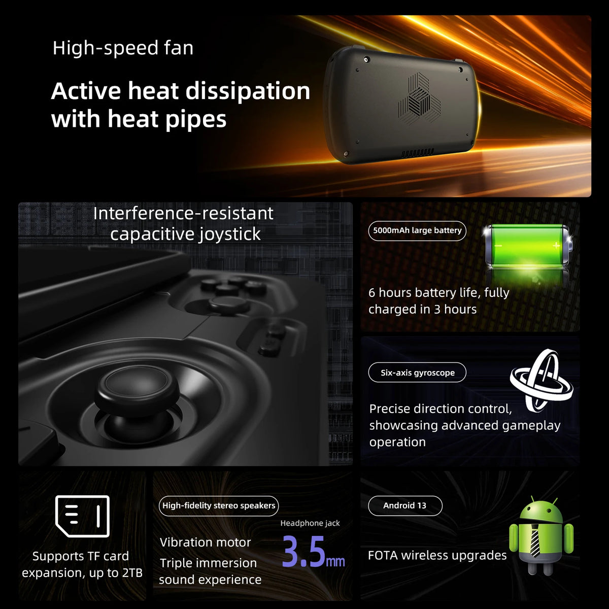 Anbernic RG Slide Retro Handheld Game Console 4.7-inch LTPS In-Cell Screen Capacitive Joystick Android 13 AI Assistant 5G WiFi Bluetooth 5.0 T820 Gaming Player With 5000 mAh Battery