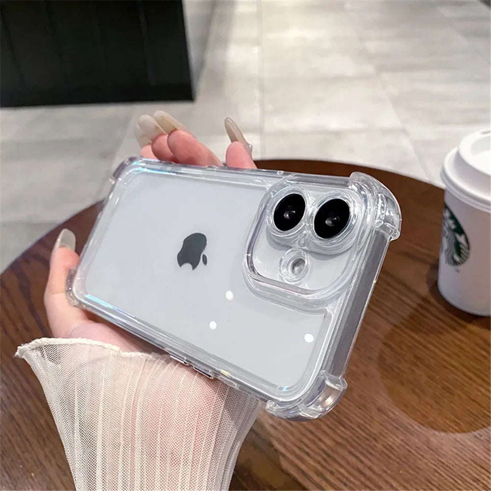 Shockproof Bumper Protector HD Clear Acrylic Phone Case For iPhone 18 17 16 15 14 13 12 11 Pro Max Back Cover Transparent Funda